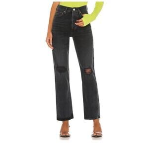 AGOLDE Sz 26 Distressed 90s Pinch Waist Straight Leg Howl Faded Black Jeans